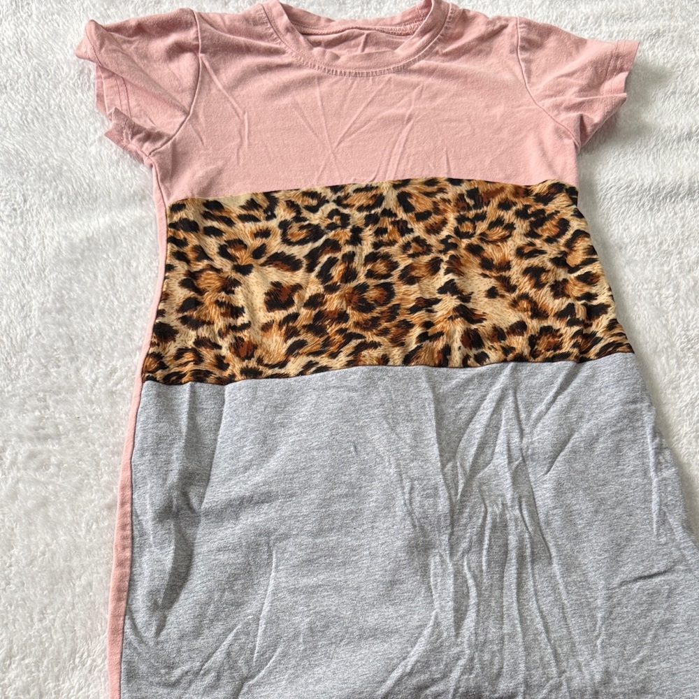 Pink and Leopard Print Dress
